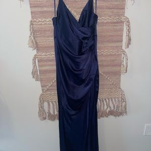 Fashion Nova navy satin formal gown